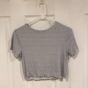 striped short sleeve cropped t shirt